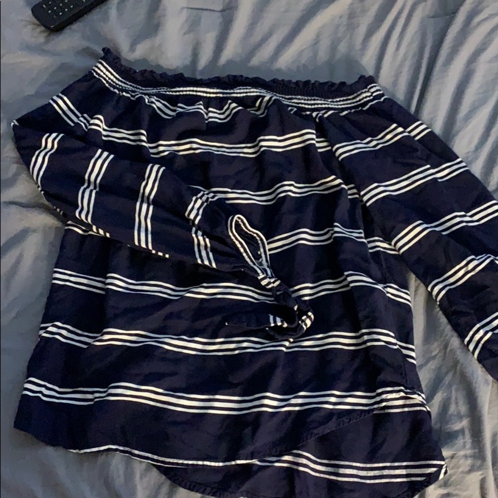 Off the shoulder striped long sleeve